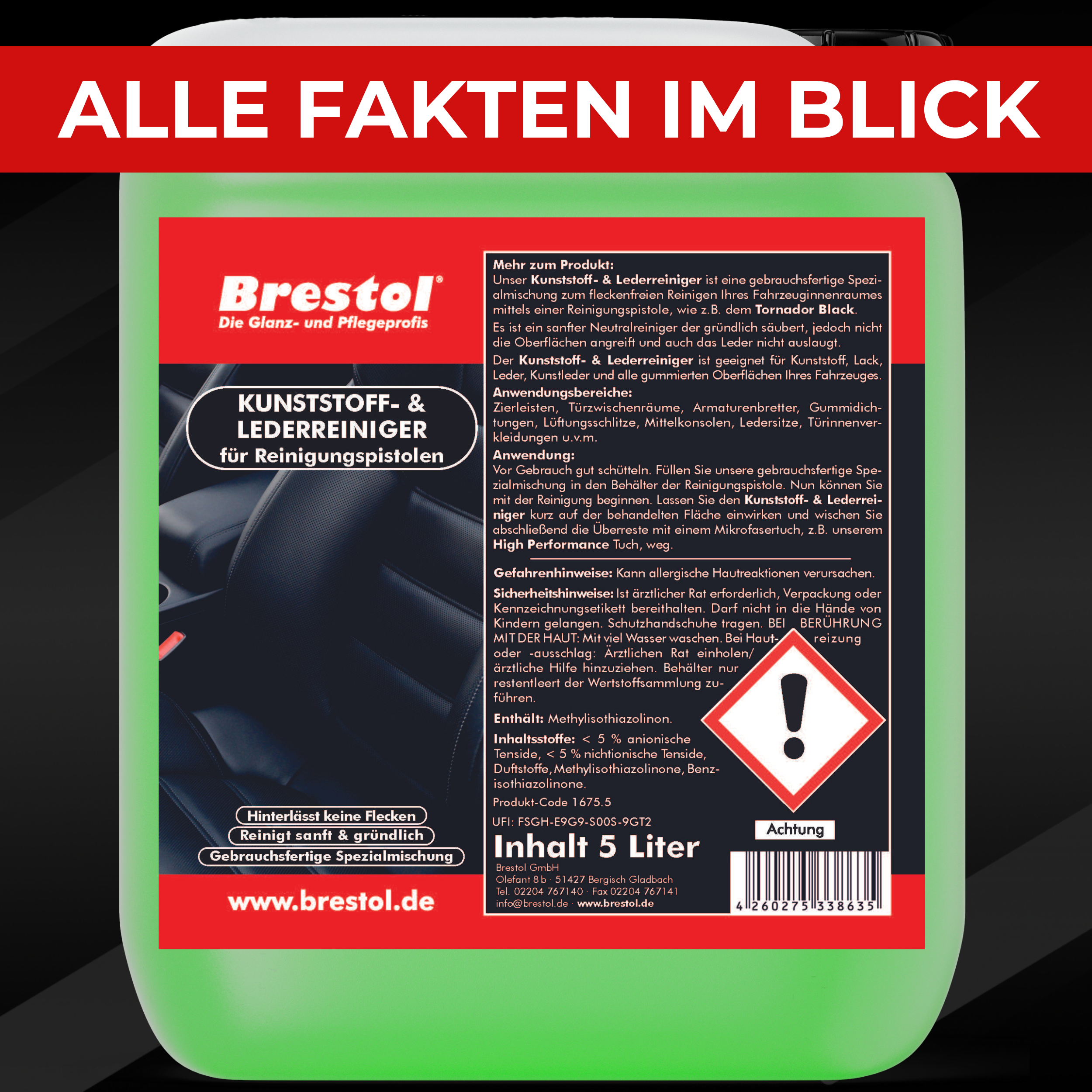Kunststoff lederreiniger fuer Reinigungspistolen Infobild 5 Brestol